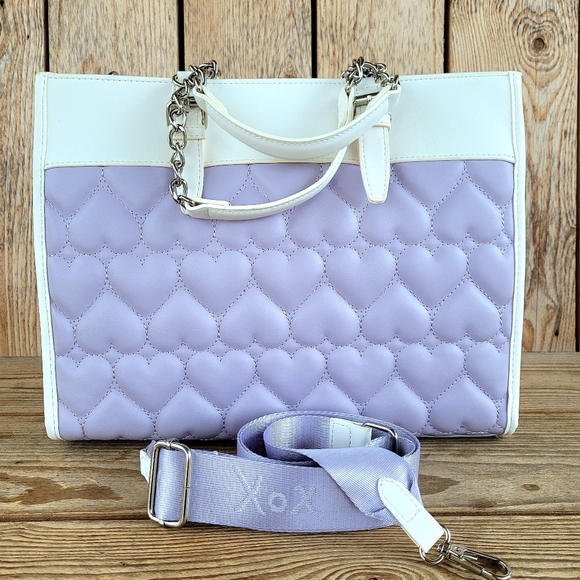 Betsey Johnson Purple Heart Gummy Bear Charm Tote Crossbody Handbag - Picture 5 of 11